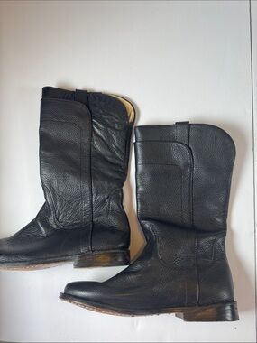 Frye Kids Black Leather Mid-Calf riding Boots